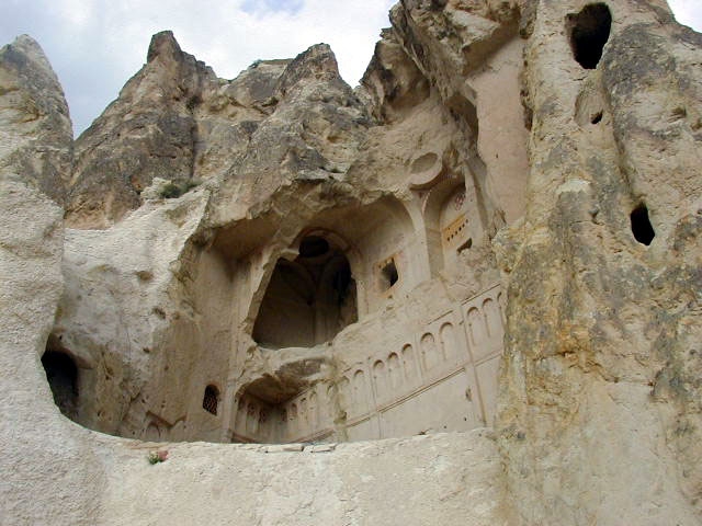 One of the many stone churches carved out of the rock of Cappadocia.